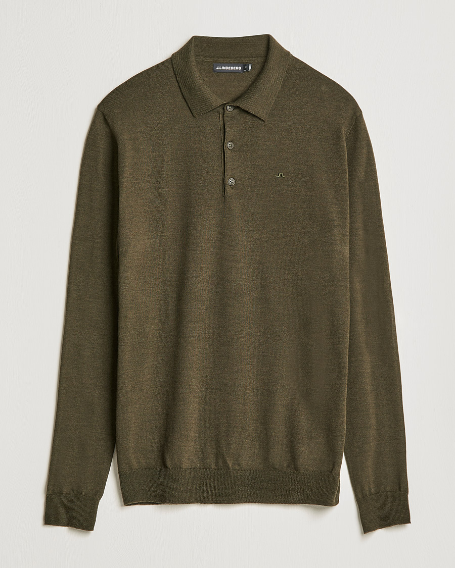 Homme | Pulls Et Tricots | J.Lindeberg | Noel True Merino Poloshirt Forest Green
