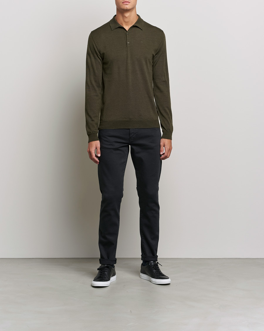 Homme | Pulls Et Tricots | J.Lindeberg | Noel True Merino Poloshirt Forest Green