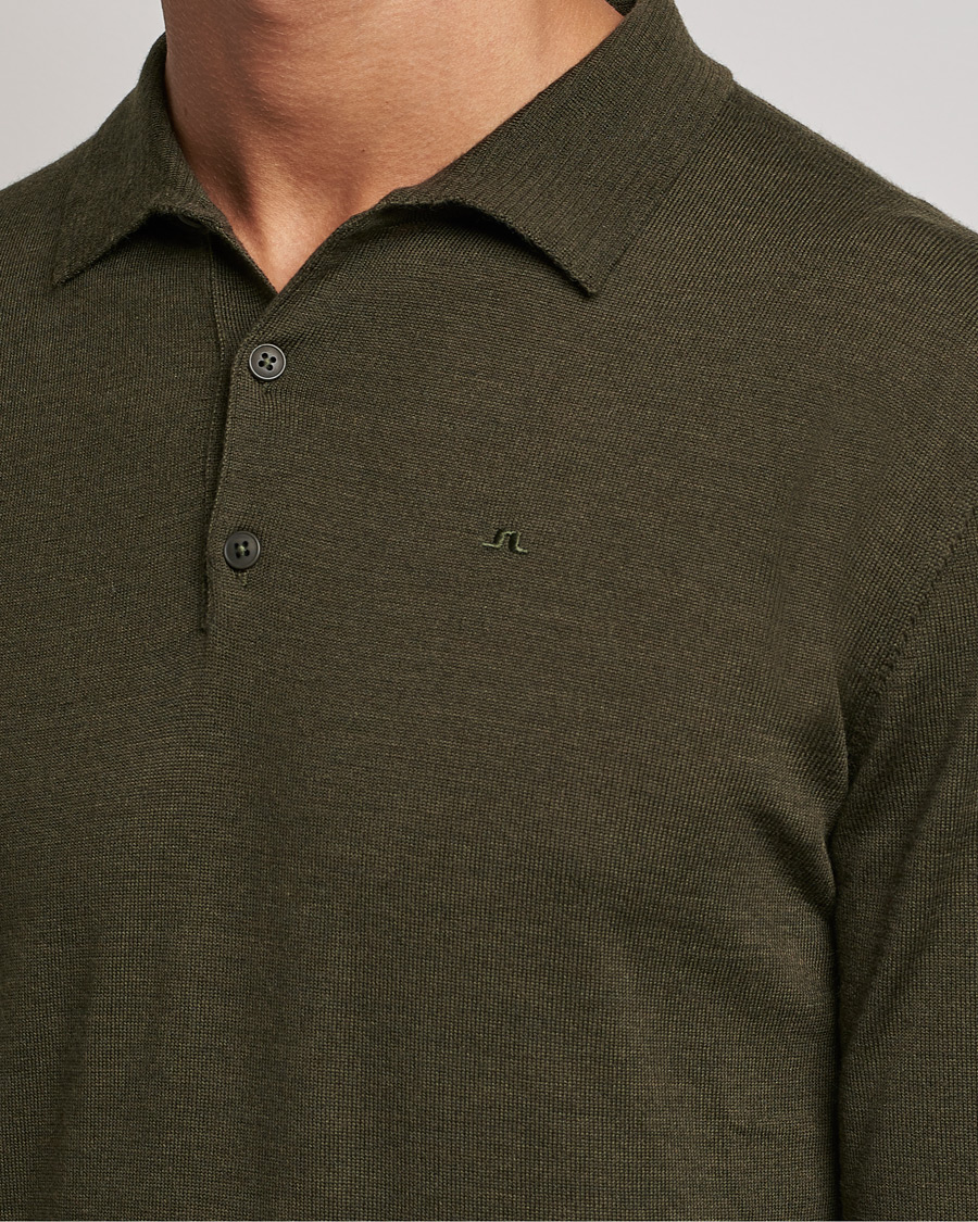 Homme | Pulls Et Tricots | J.Lindeberg | Noel True Merino Poloshirt Forest Green