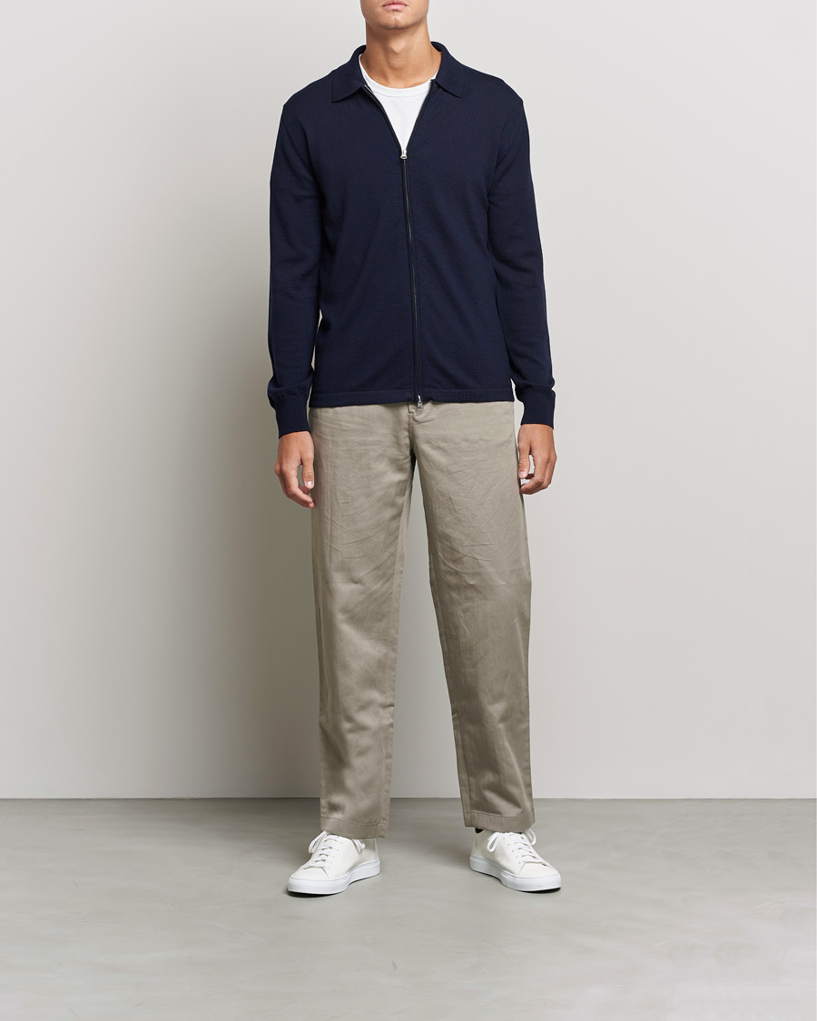 Homme | Pulls Et Tricots | J.Lindeberg | Nyle True Merino Zip Cardigan Navy