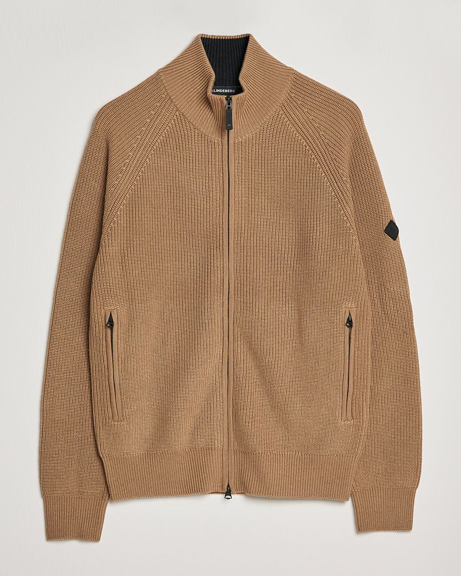 Homme | Pulls Et Tricots | J.Lindeberg | Kyler Wool Blend Zip Tiger Brown