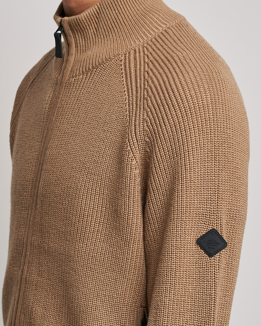 Homme | Pulls Et Tricots | J.Lindeberg | Kyler Wool Blend Zip Tiger Brown