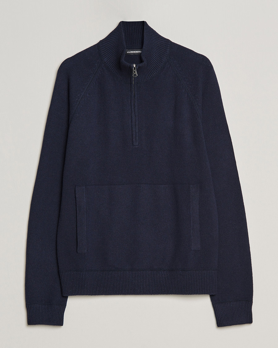 Homme | Pulls Et Tricots | J.Lindeberg | Collin Cashmere/Wool Knitted Half Zip Navy