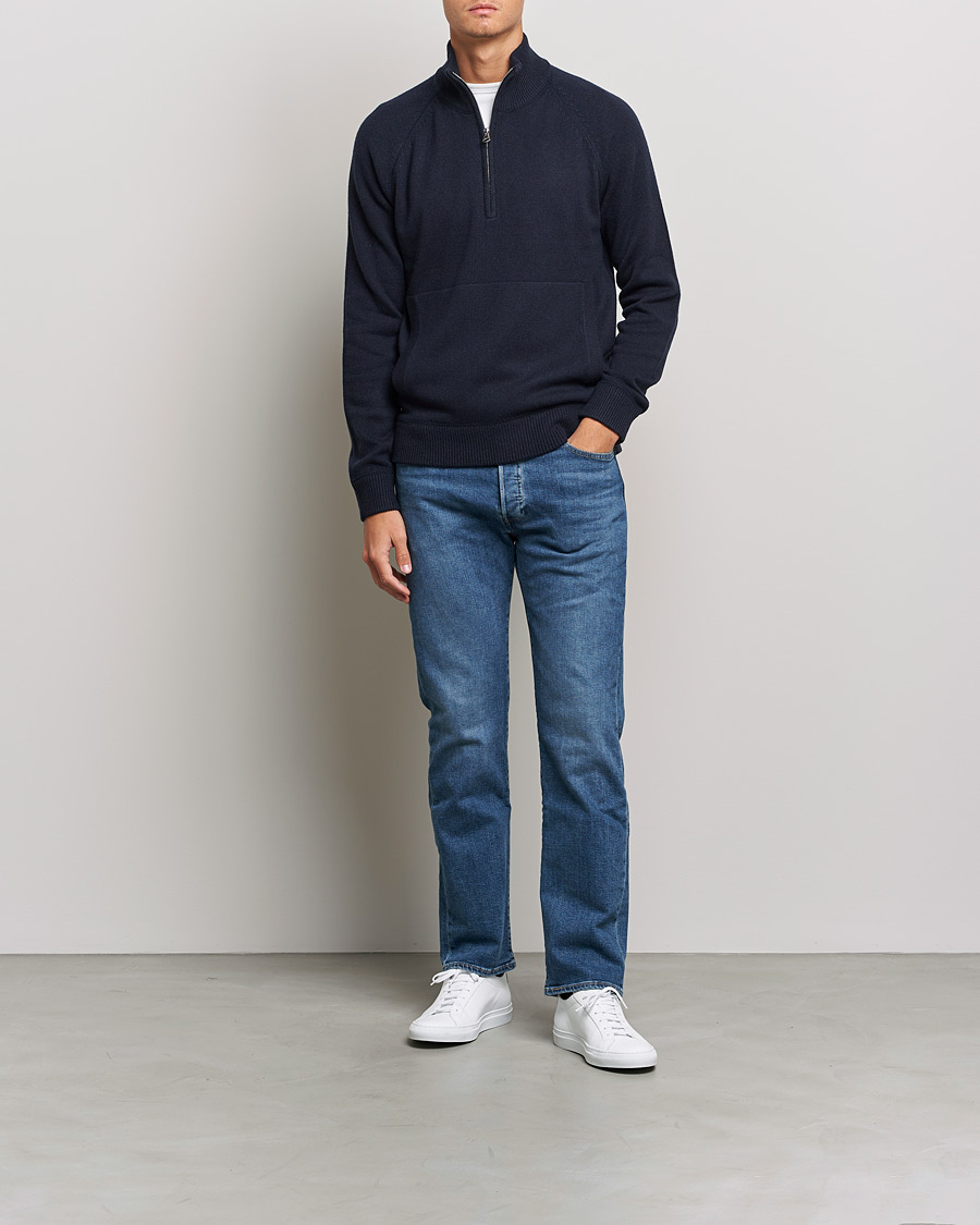 Homme | Pulls Et Tricots | J.Lindeberg | Collin Cashmere/Wool Knitted Half Zip Navy