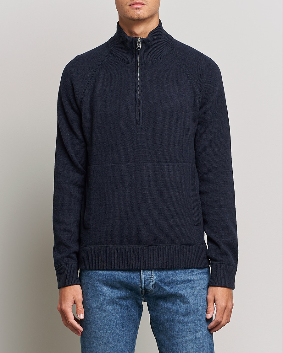 Homme | Pulls Et Tricots | J.Lindeberg | Collin Cashmere/Wool Knitted Half Zip Navy