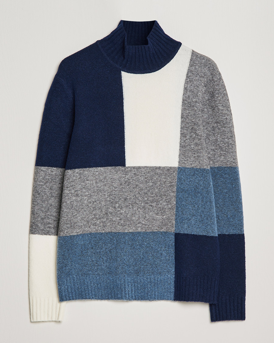 Homme | Pulls Et Tricots | J.Lindeberg | Orian Wool Blend Turtleneck Blue Colorblock