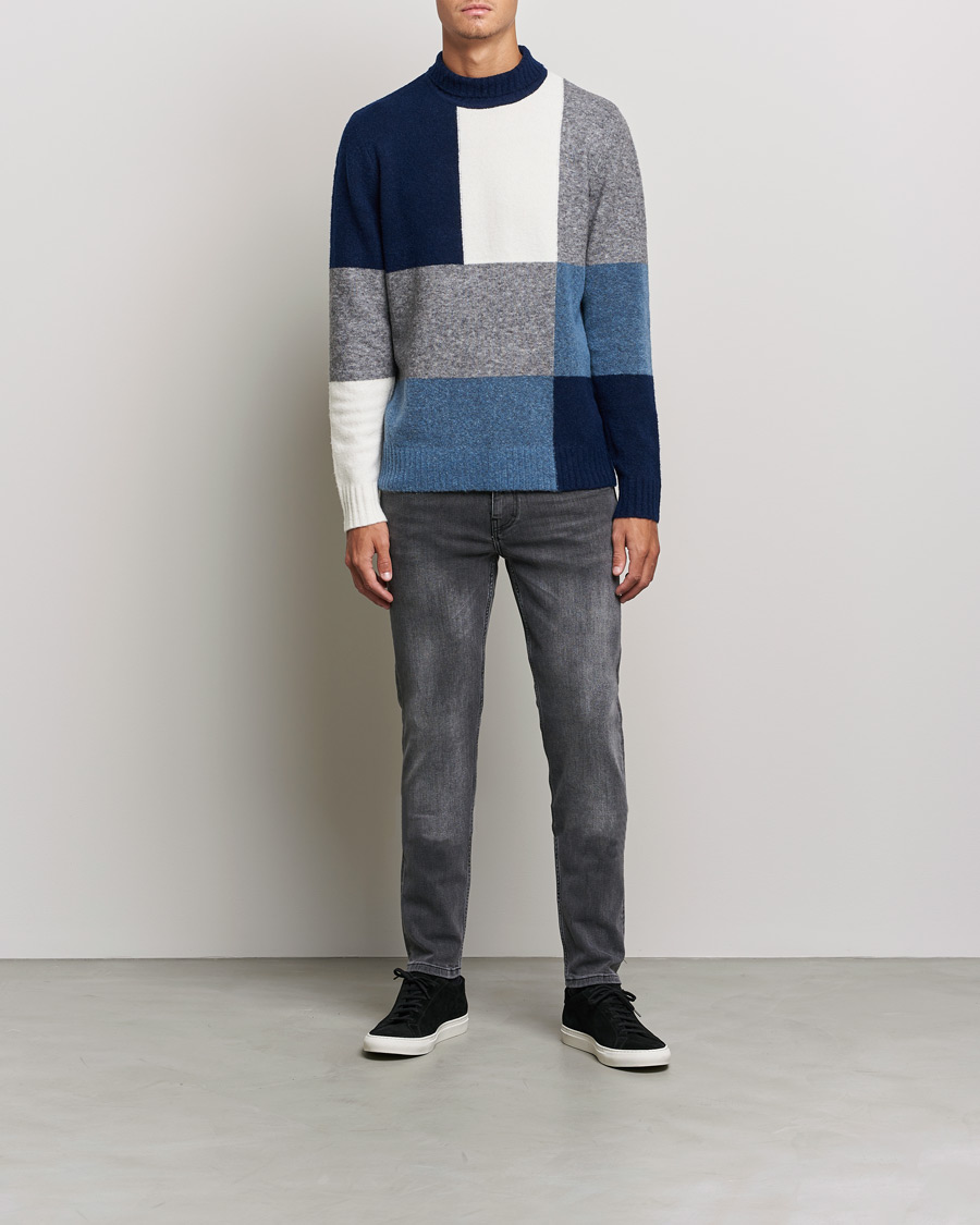 Homme | Pulls Et Tricots | J.Lindeberg | Orian Wool Blend Turtleneck Blue Colorblock