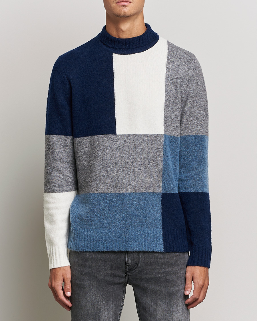 Homme | Pulls Et Tricots | J.Lindeberg | Orian Wool Blend Turtleneck Blue Colorblock