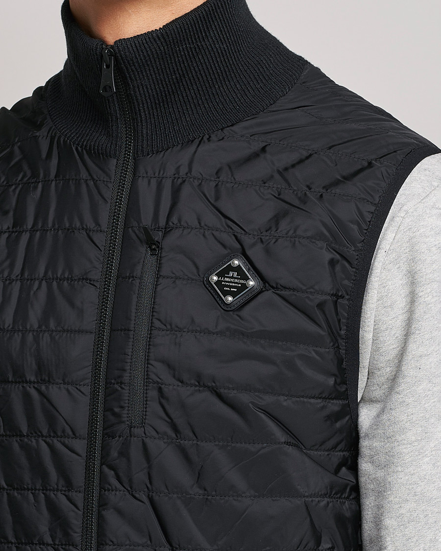 Homme | Pulls Et Tricots | J.Lindeberg | Becket Knitted Hybrid Zip Vest Black
