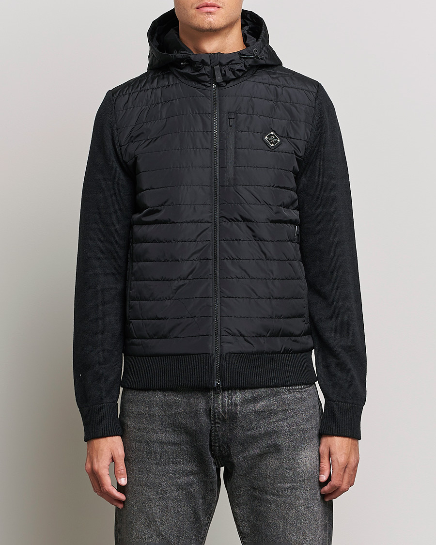 Homme | Pulls Et Tricots | J.Lindeberg | Pierre Knitted Hybrid Full Zip Hood Black