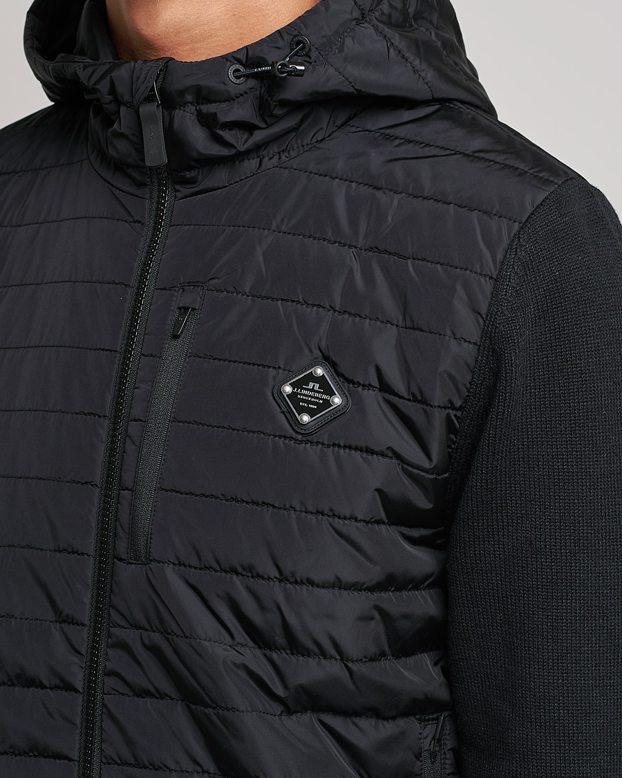 Homme | Pulls Et Tricots | J.Lindeberg | Pierre Knitted Hybrid Full Zip Hood Black