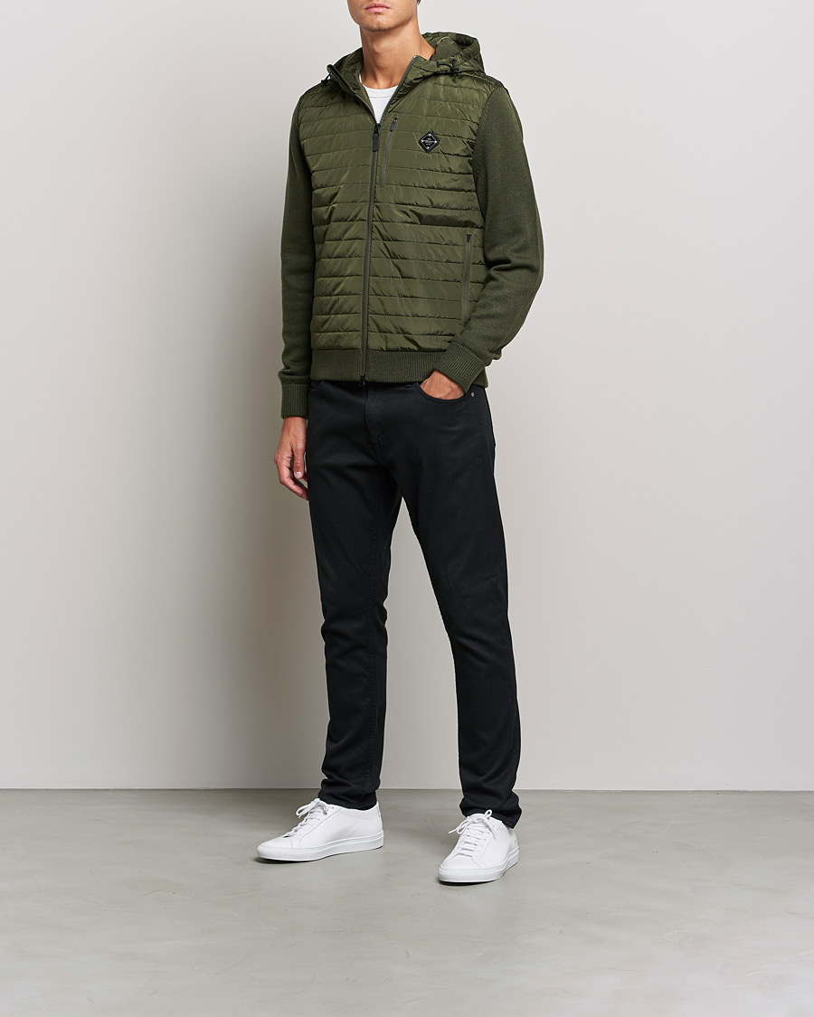 Homme | Pulls Et Tricots | J.Lindeberg | Pierre Knitted Hybrid Full Zip Hood Forest Green