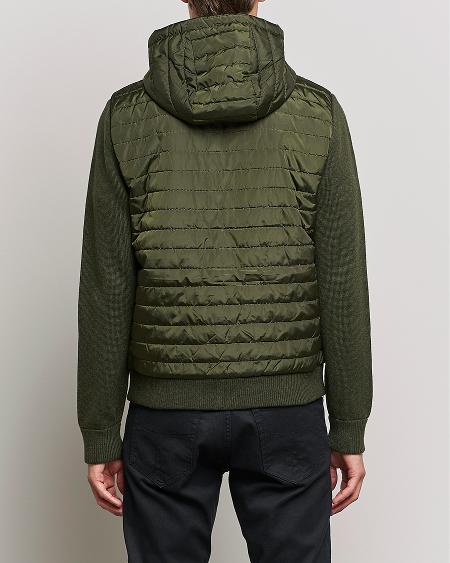 Homme | Pulls Et Tricots | J.Lindeberg | Pierre Knitted Hybrid Full Zip Hood Forest Green