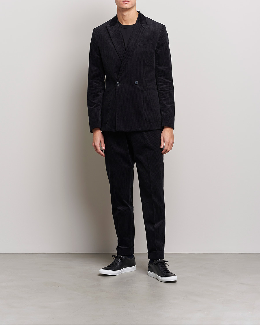 Homme | Pantalons | J.Lindeberg | Gordon Pleated Corduroy Trousers Black