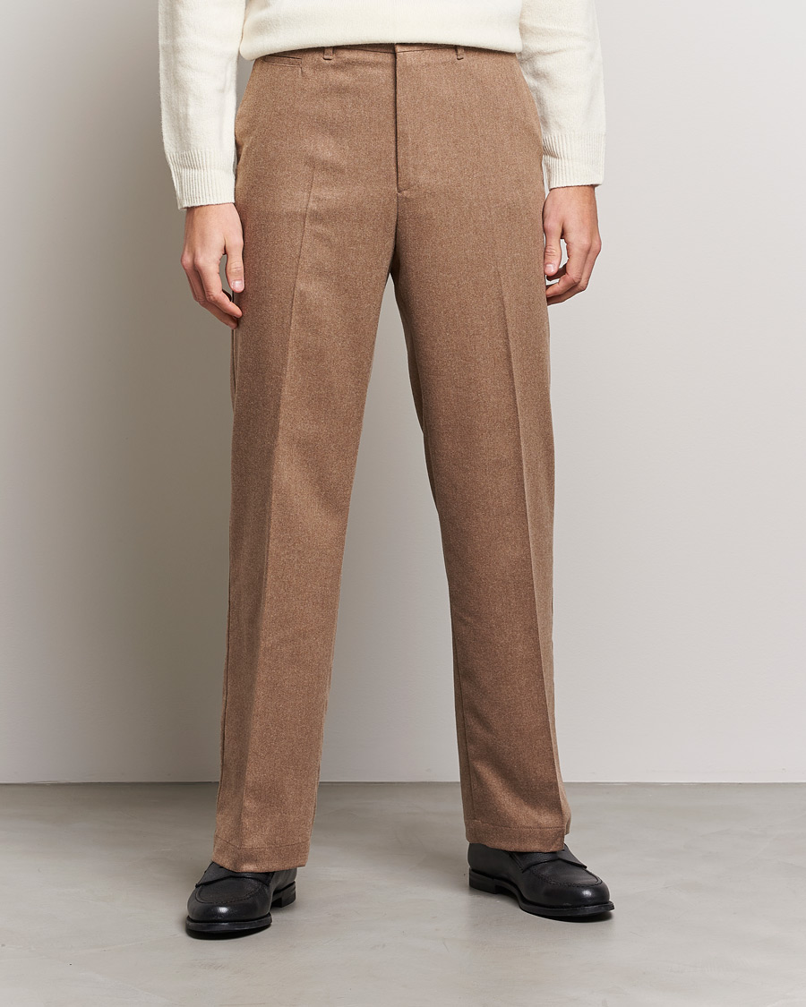 Homme | Pantalons | J.Lindeberg | Haij Clean Flannel Trousers Tiger Brown