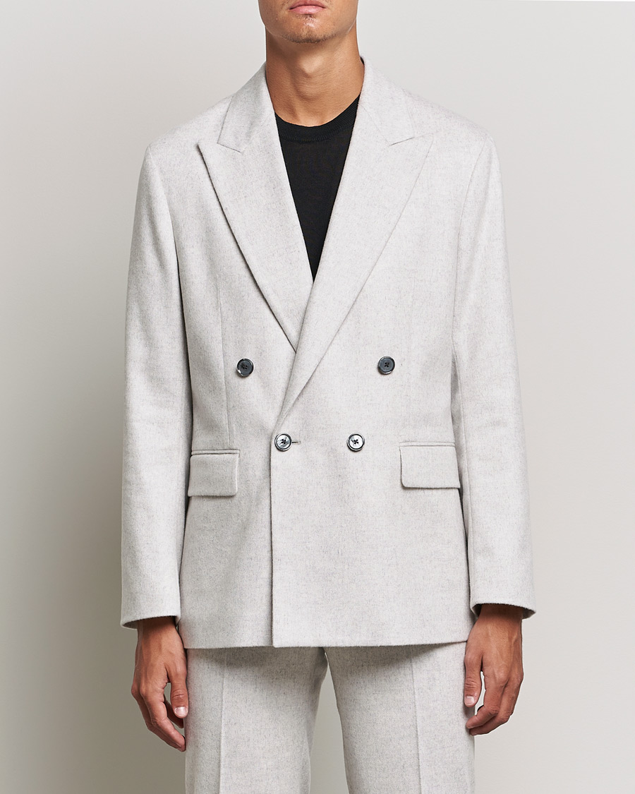 Homme | Blazers | J.Lindeberg | David Carded Wool Flannel DB Blazer Micro Chip