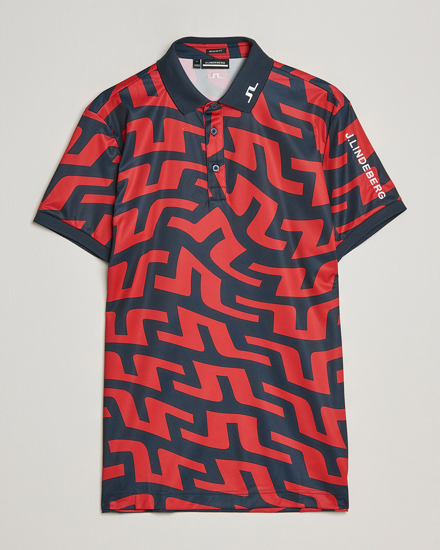 Homme | Polos | J.Lindeberg | Tour Tech Regular Fit Printed Polo Bridge Swirl