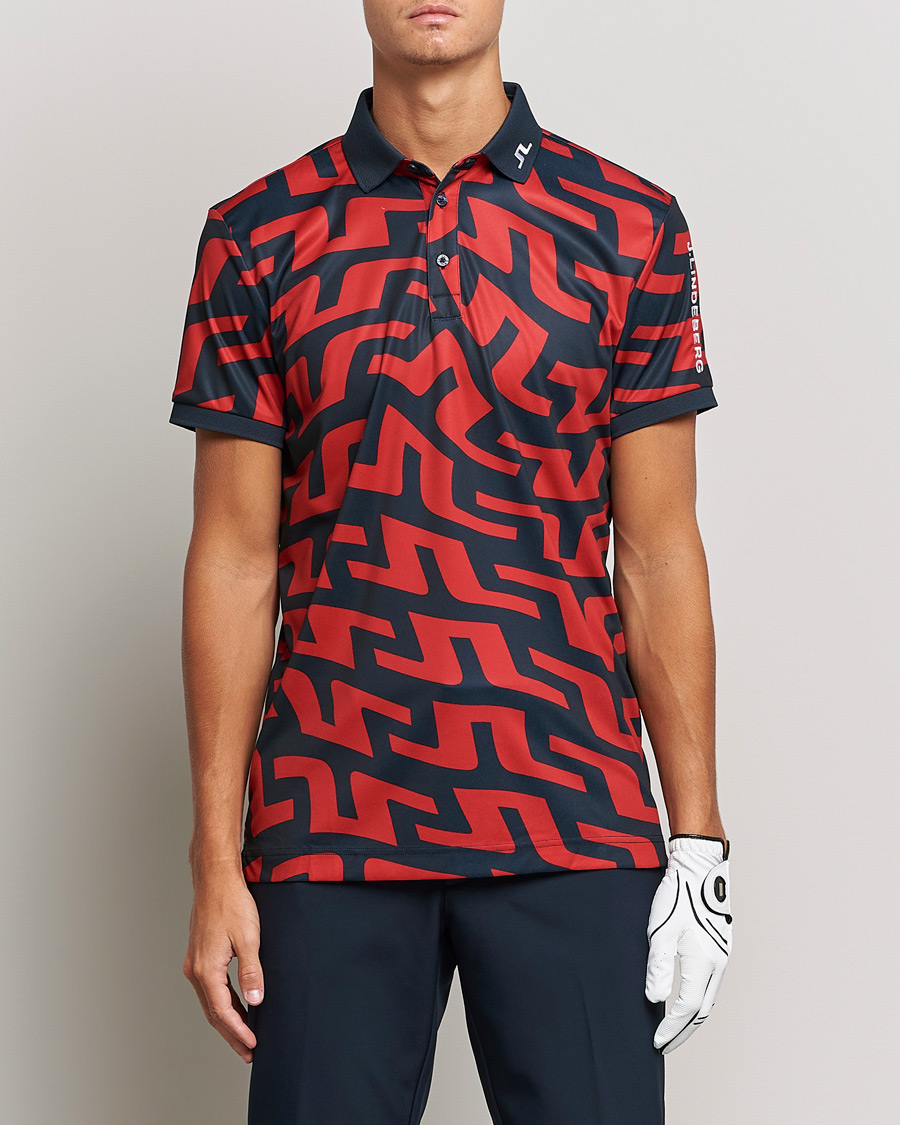 Homme | Polos | J.Lindeberg | Tour Tech Regular Fit Printed Polo Bridge Swirl
