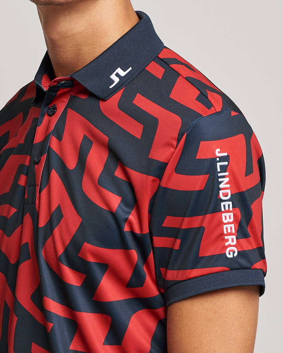 Homme | Polos | J.Lindeberg | Tour Tech Regular Fit Printed Polo Bridge Swirl