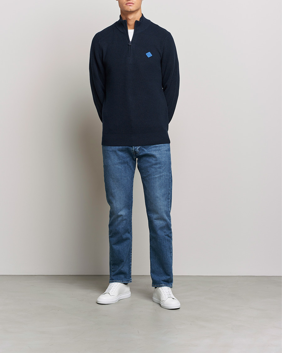 Homme | Pulls Et Tricots | J.Lindeberg | Diamond Knitted Zip Sweater Navy
