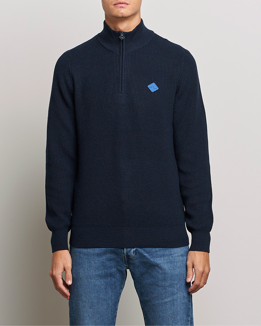 Homme | Pulls Et Tricots | J.Lindeberg | Diamond Knitted Zip Sweater Navy