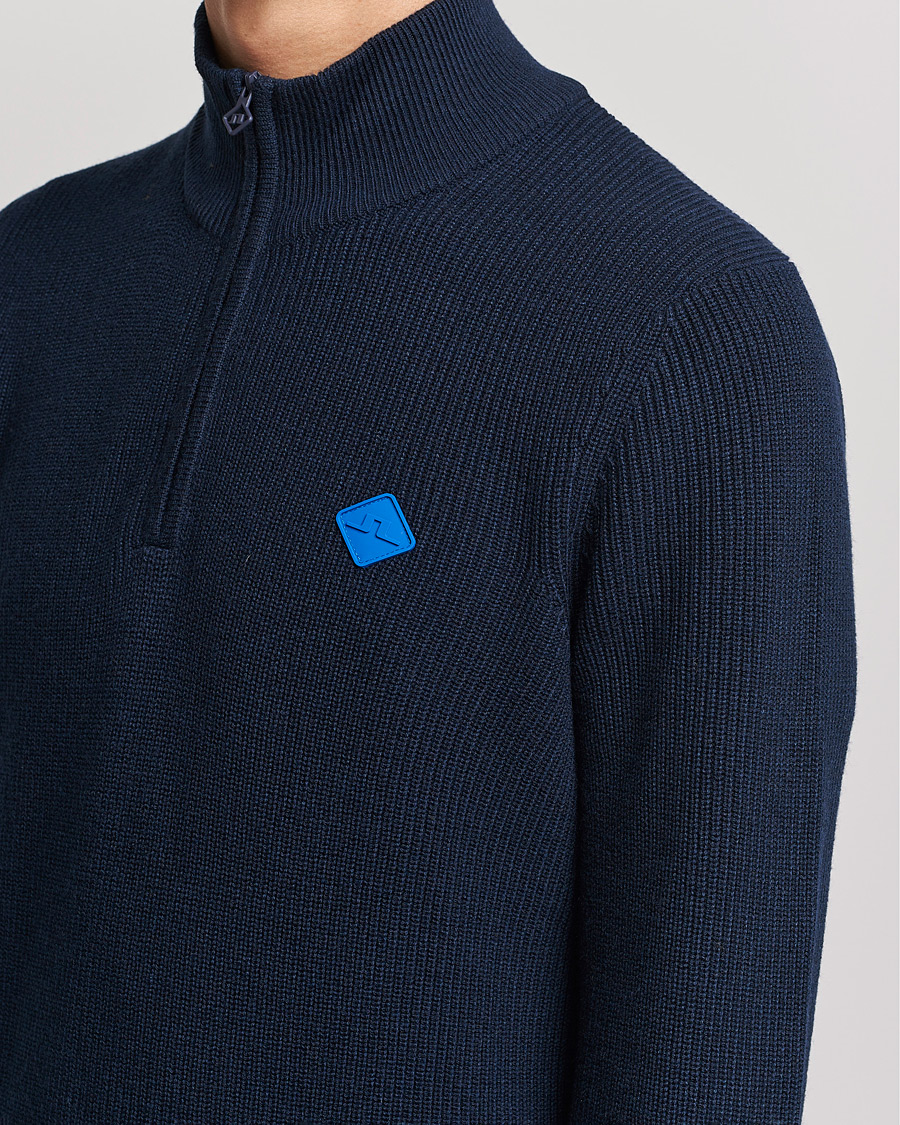 Homme | Pulls Et Tricots | J.Lindeberg | Diamond Knitted Zip Sweater Navy