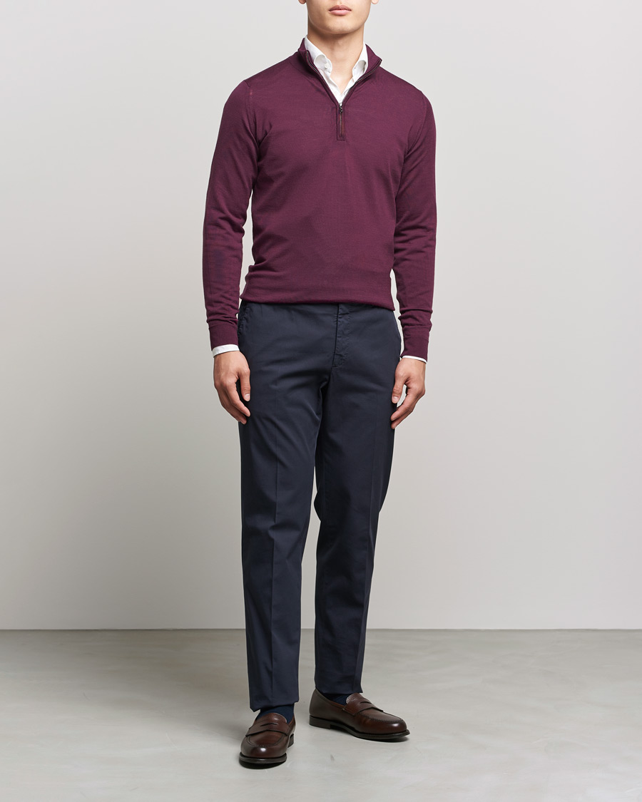 Homme | Pulls Et Tricots | John Smedley | Barrow Extra Fine Merino Half Zip Pigment Purple