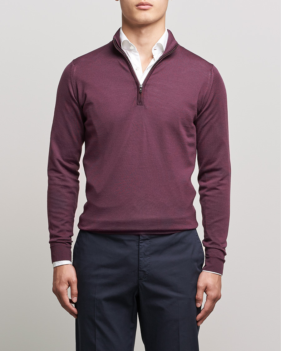 Homme | Pulls Et Tricots | John Smedley | Barrow Extra Fine Merino Half Zip Pigment Purple