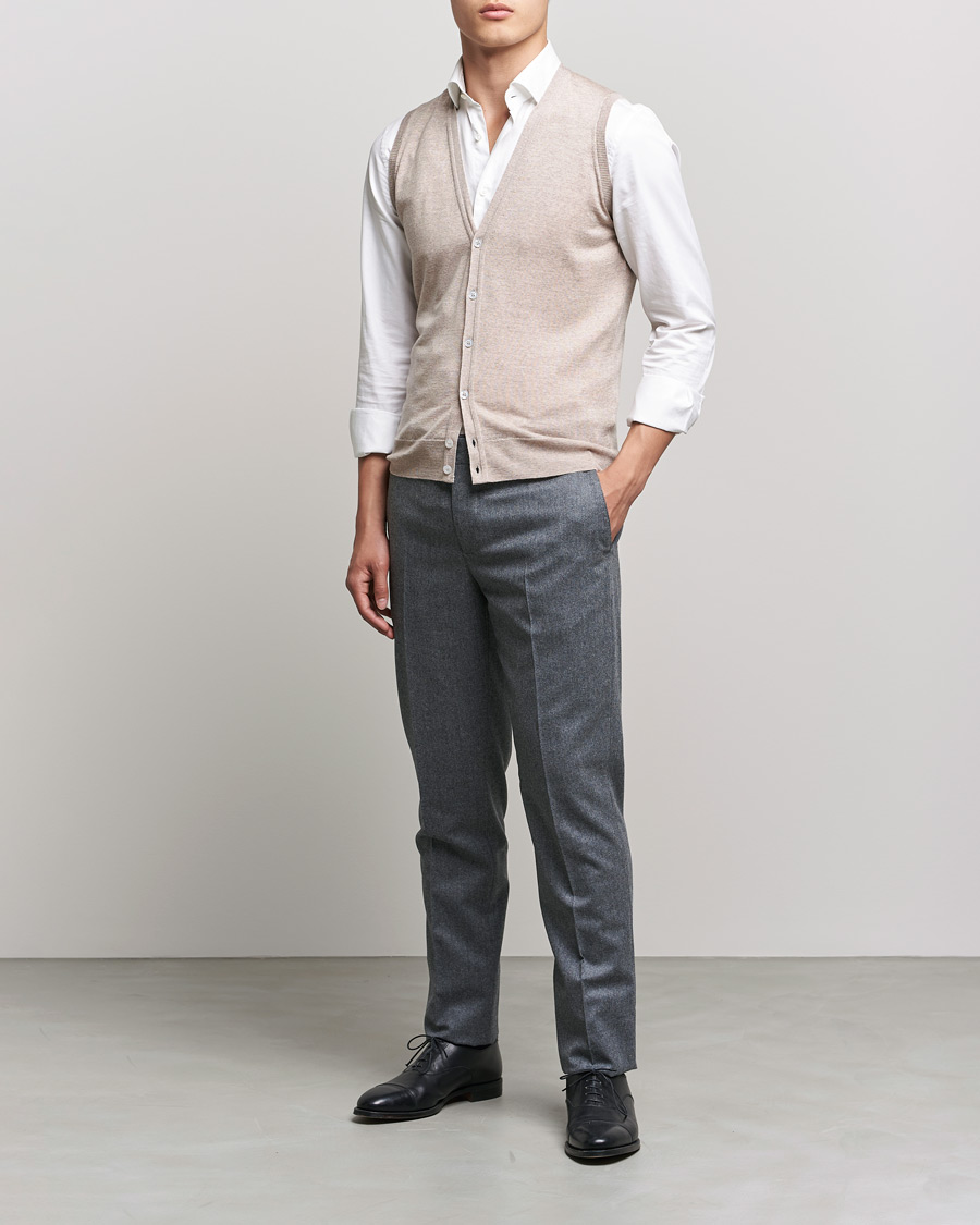 Homme | Pulls Et Tricots | John Smedley | Huntswood Slim Fit Waistcoat Soft Fawn