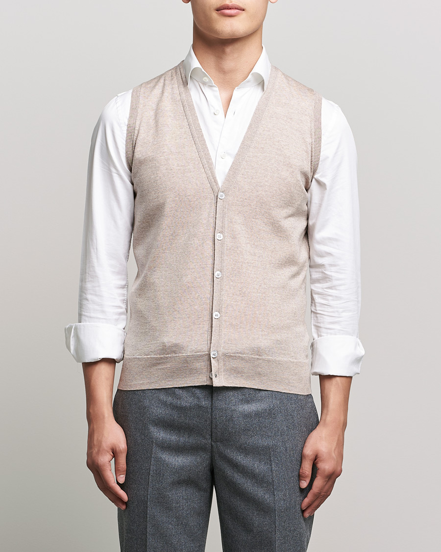 Homme | Pulls Et Tricots | John Smedley | Huntswood Slim Fit Waistcoat Soft Fawn