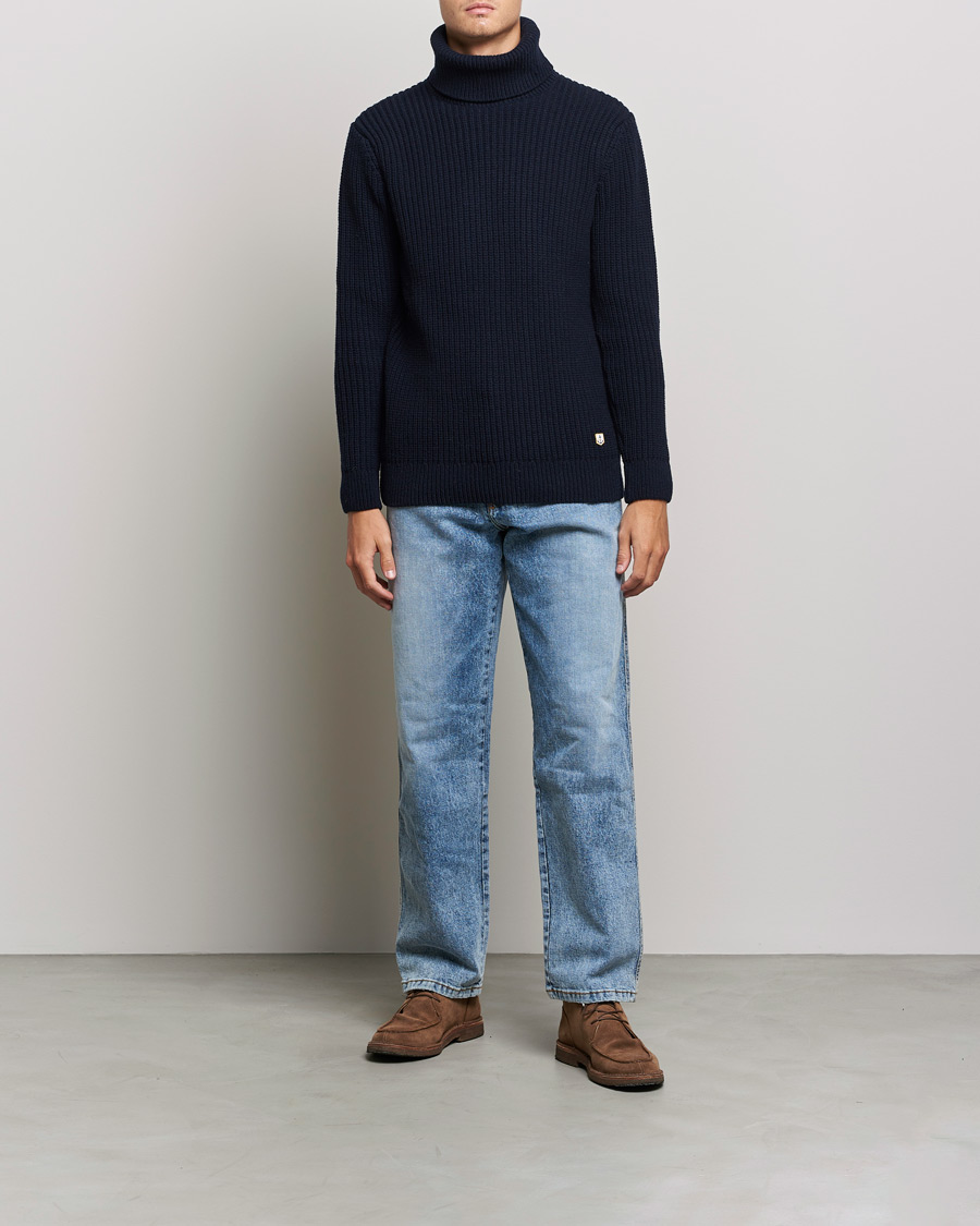 Homme | Pulls Et Tricots | Armor-lux | Pull Col Montant Wool Sweater Navy