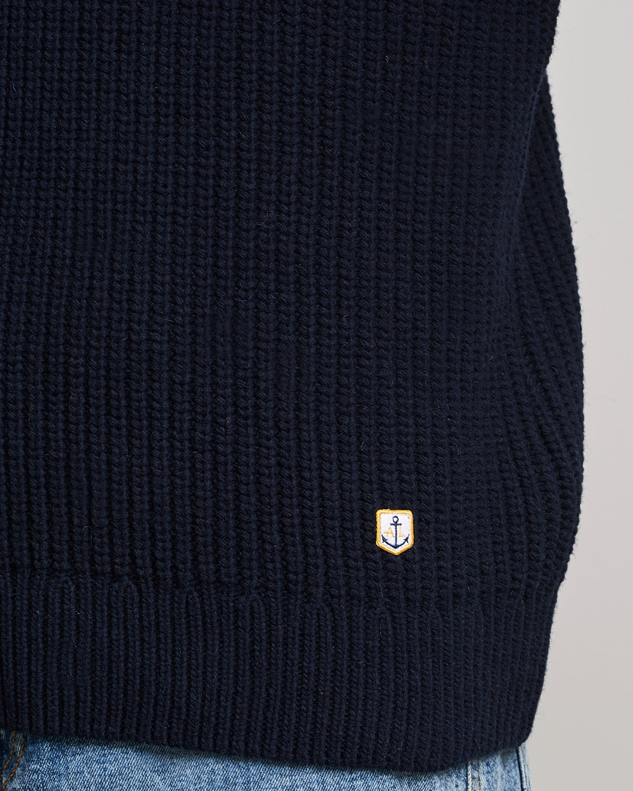 Homme | Pulls Et Tricots | Armor-lux | Pull Col Montant Wool Sweater Navy