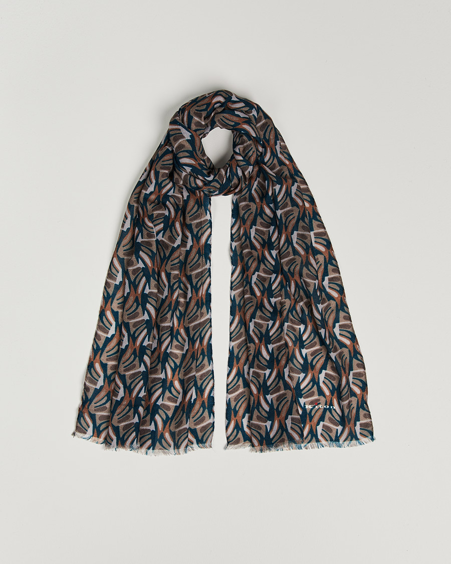Homme | Kiton Printed Cashmere Blend Scarf Navy/Beige | Kiton | Printed Cashmere Blend Scarf Navy/Beige