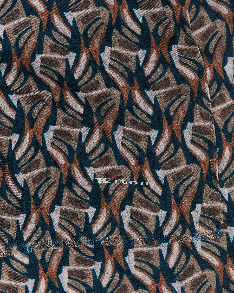 Homme | Kiton Printed Cashmere Blend Scarf Navy/Beige | Kiton | Printed Cashmere Blend Scarf Navy/Beige