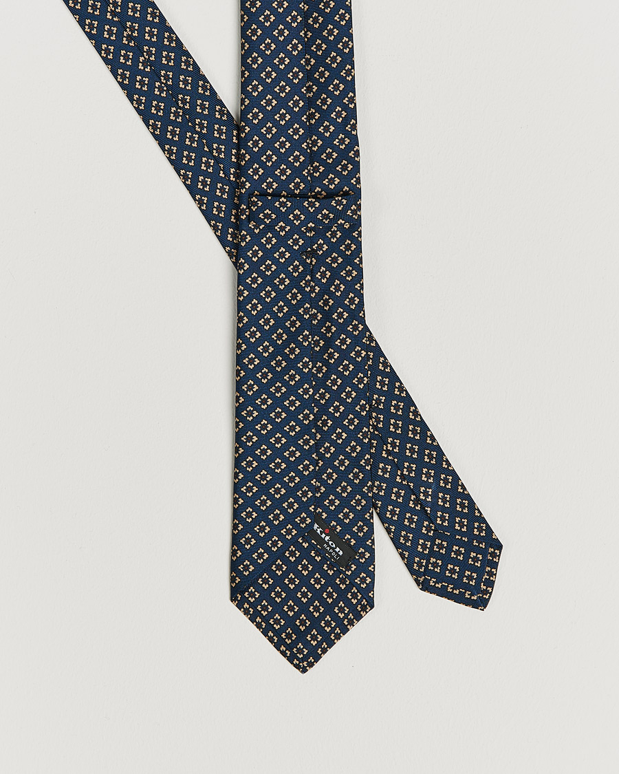 Homme | Kiton Micro Flower Silk Tie Navy | Kiton | Micro Flower Silk Tie Navy