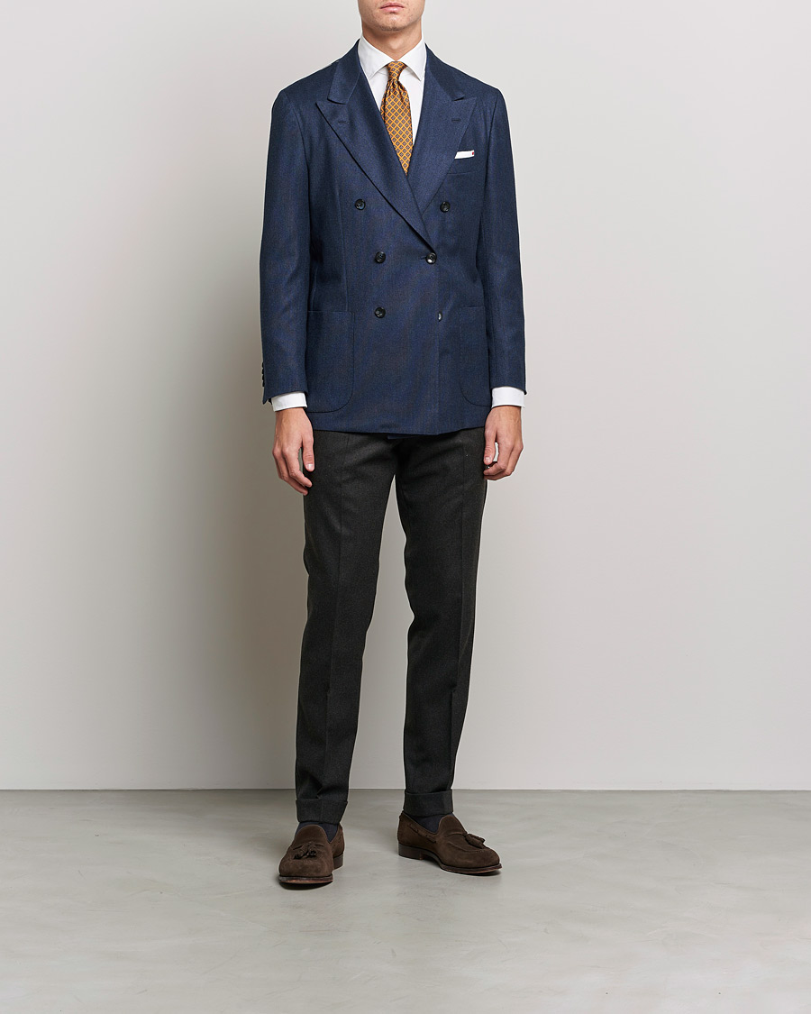 Homme | Blazers | Kiton | Wool/Cashmere Hopsack DB Blazer Navy