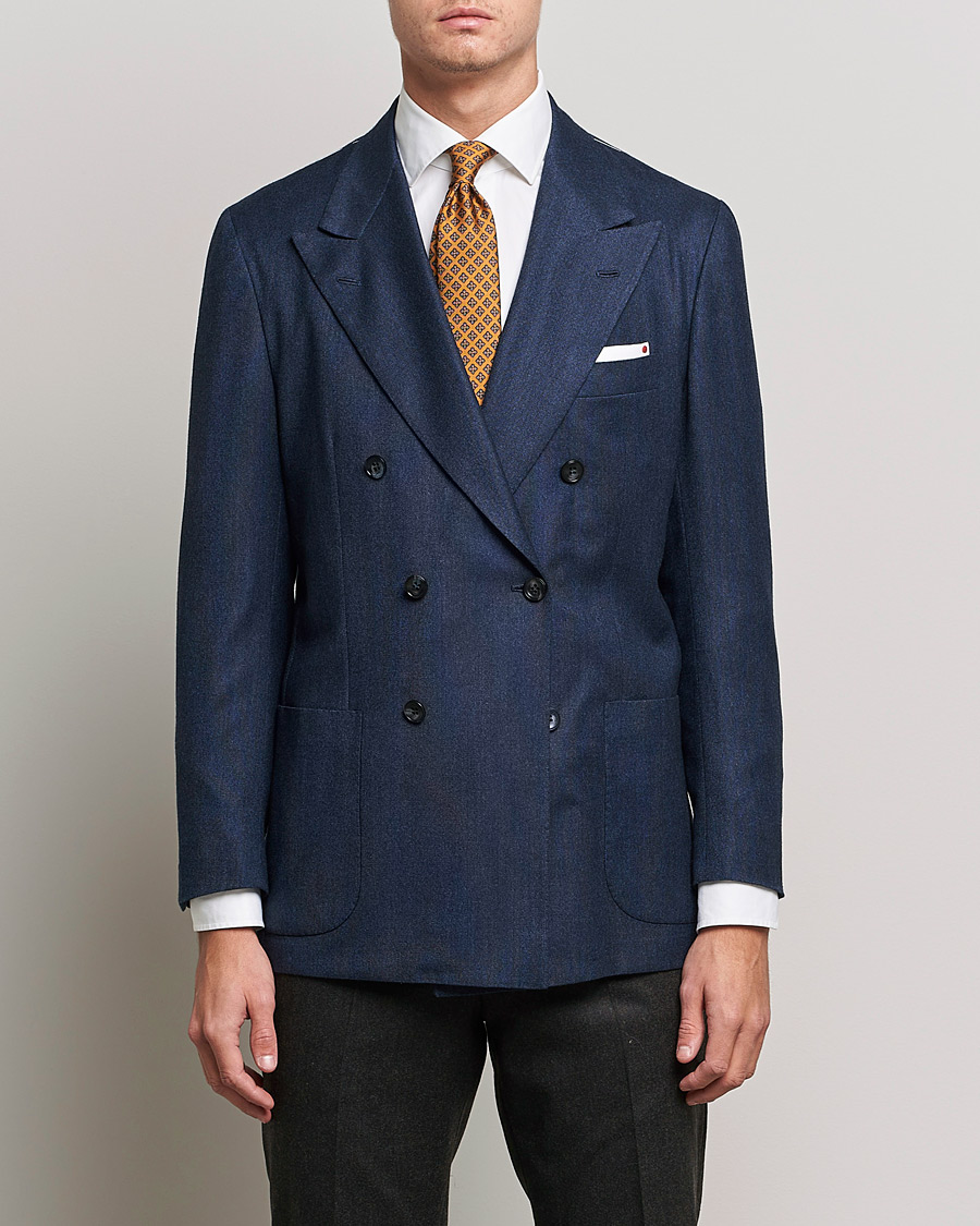 Homme | Blazers | Kiton | Wool/Cashmere Hopsack DB Blazer Navy