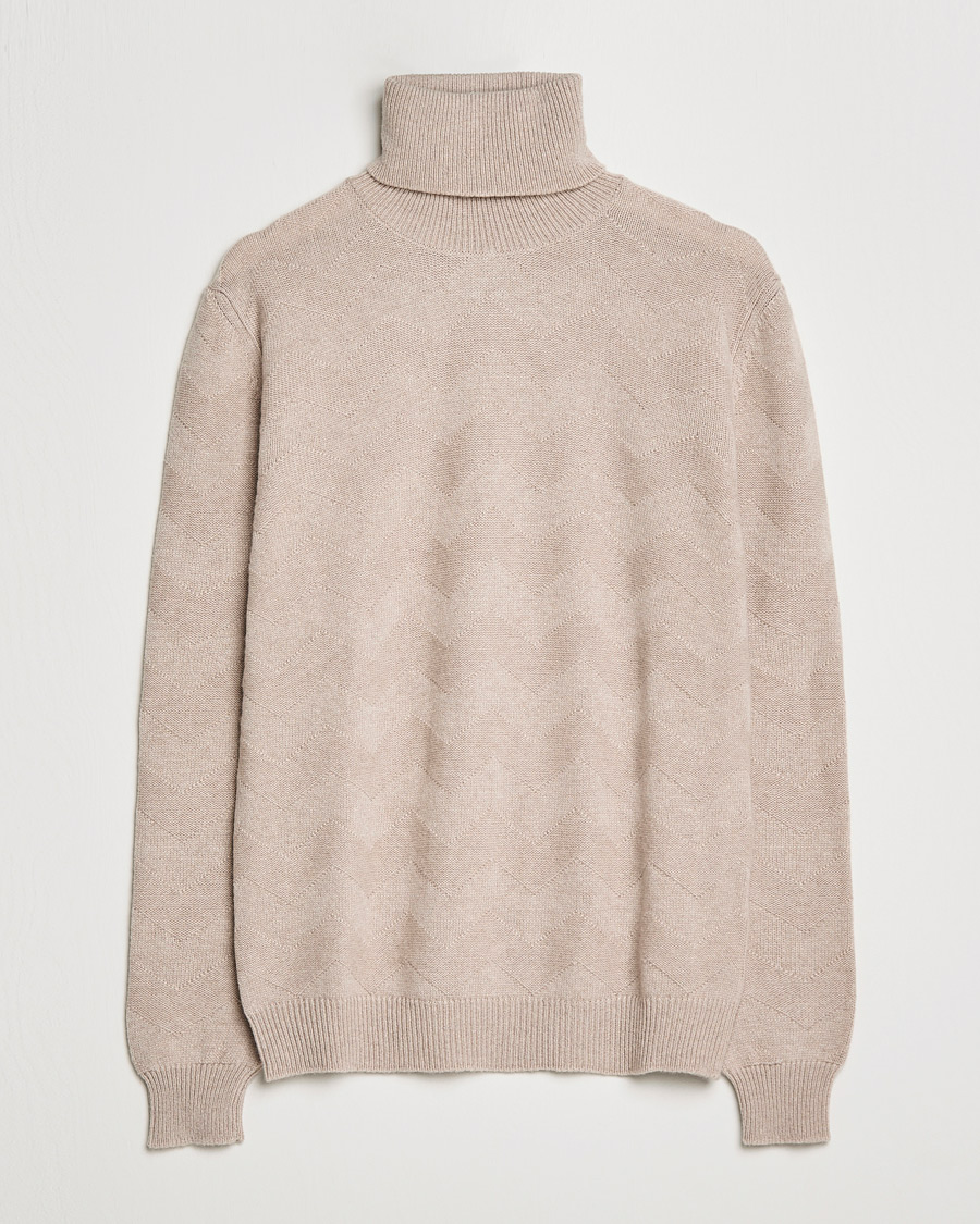 Homme | Pulls Et Tricots | Kiton | Cashmere Zig Zag Turtleneck Beige