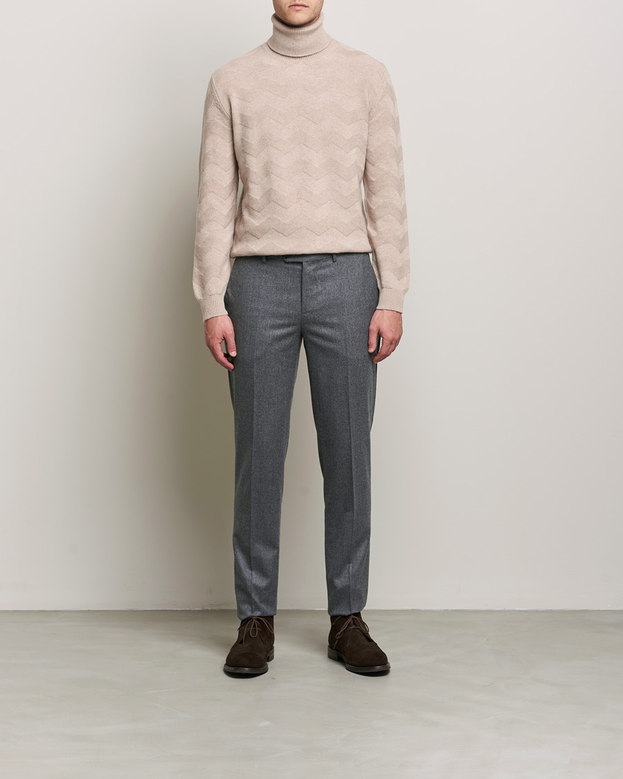 Homme | Pulls Et Tricots | Kiton | Cashmere Zig Zag Turtleneck Beige