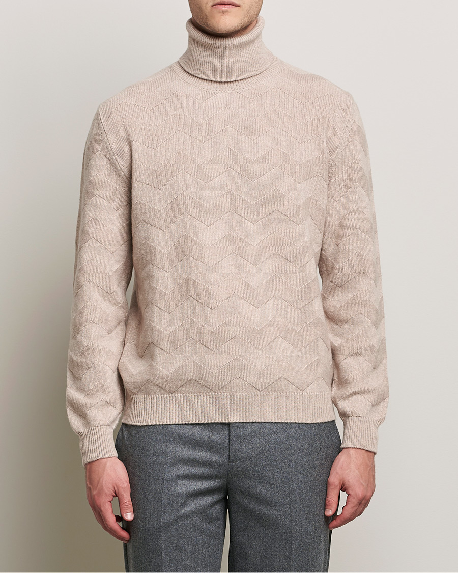Homme | Pulls Et Tricots | Kiton | Cashmere Zig Zag Turtleneck Beige