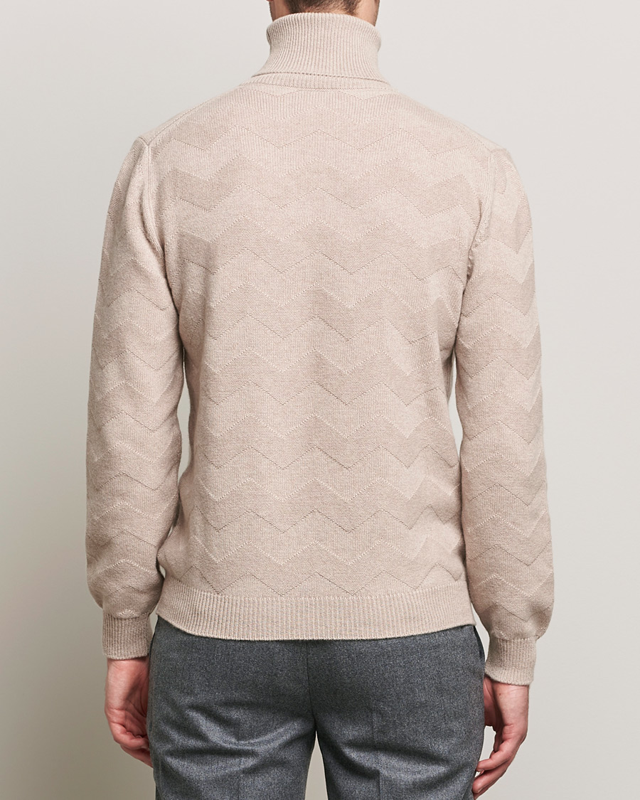 Homme | Pulls Et Tricots | Kiton | Cashmere Zig Zag Turtleneck Beige
