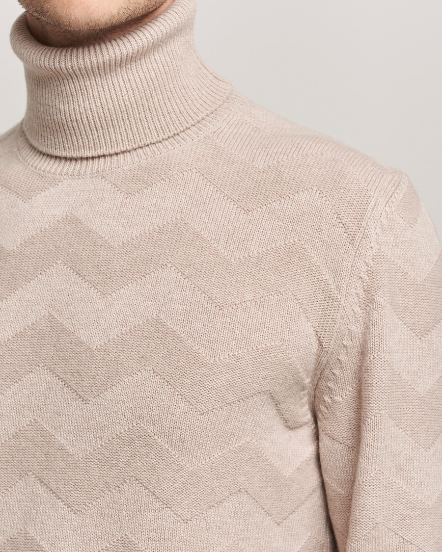 Homme | Pulls Et Tricots | Kiton | Cashmere Zig Zag Turtleneck Beige