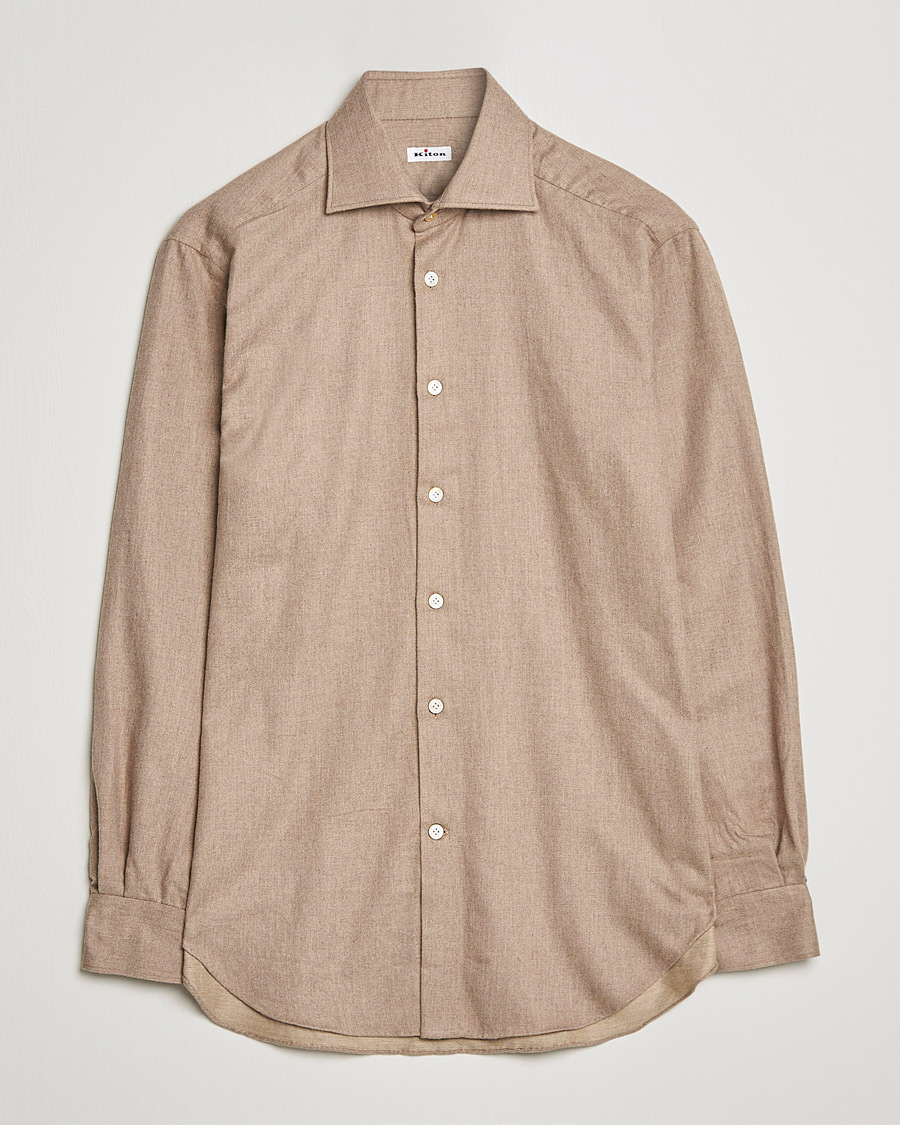 Homme | Chemises | Kiton | Slim Fit Flannel Shirt Beige