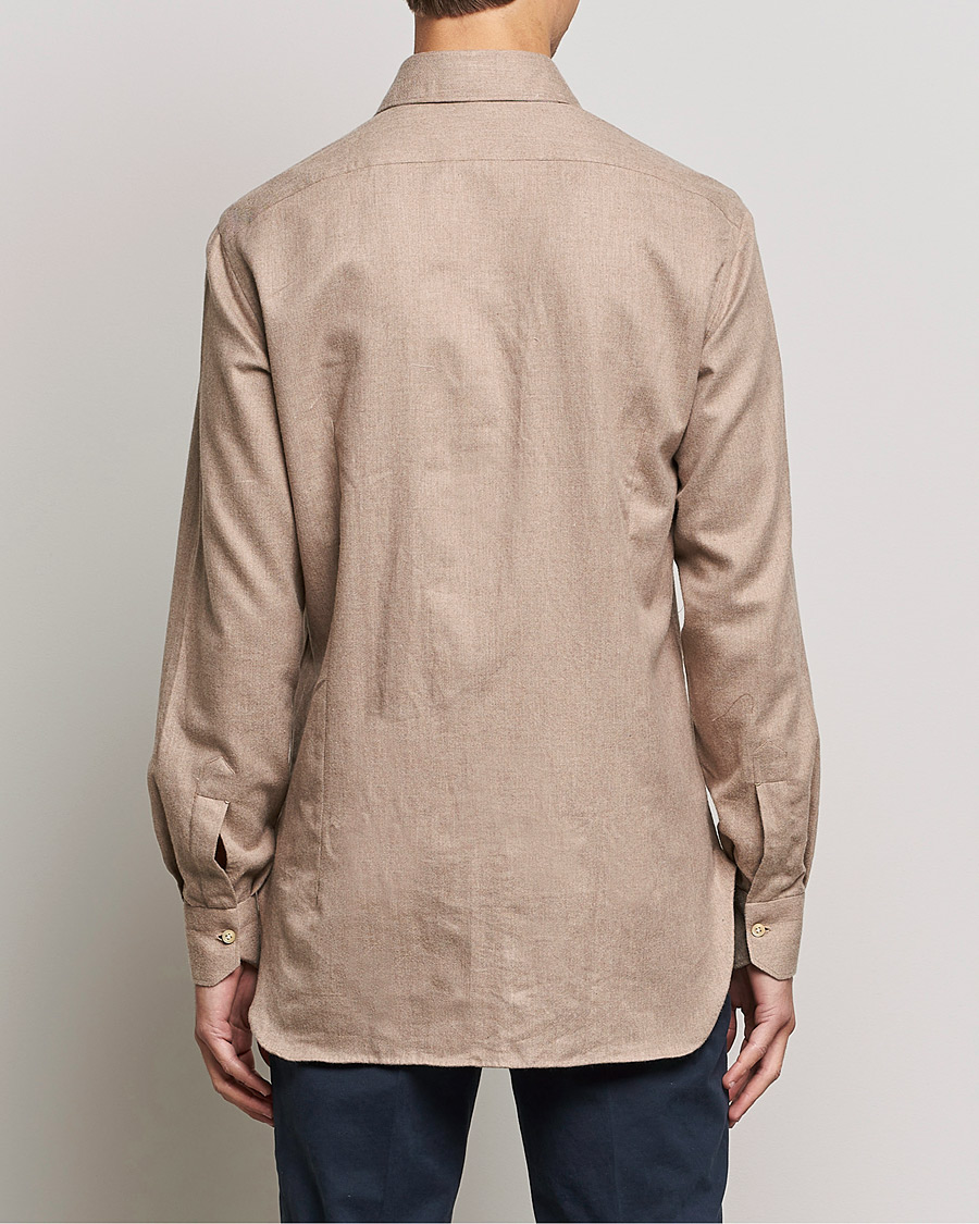 Homme | Chemises | Kiton | Slim Fit Flannel Shirt Beige