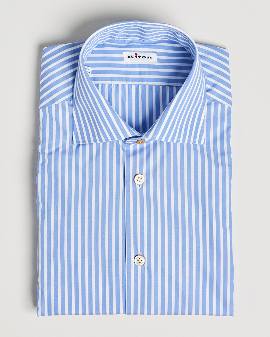 Homme | Chemises | Kiton | Slim Fit Striped Dress Shirt Light Blue