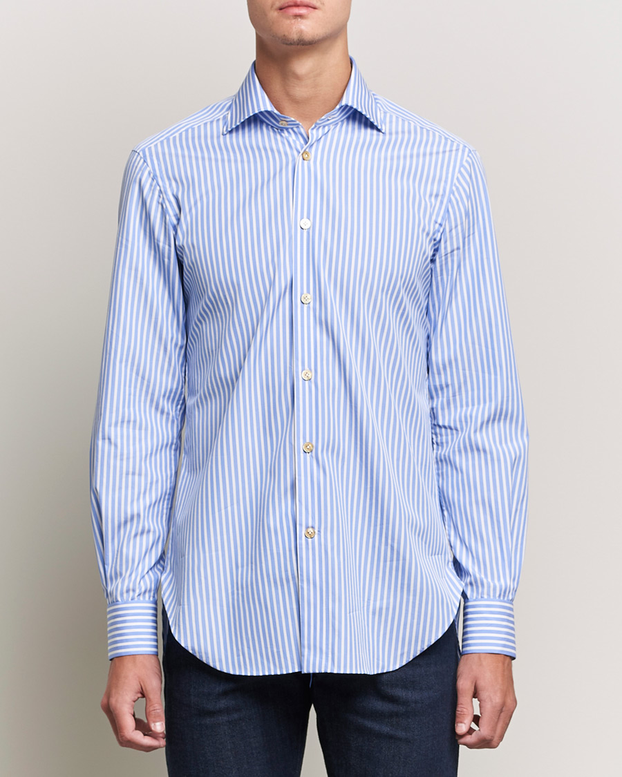 Homme | Chemises | Kiton | Slim Fit Striped Dress Shirt Light Blue