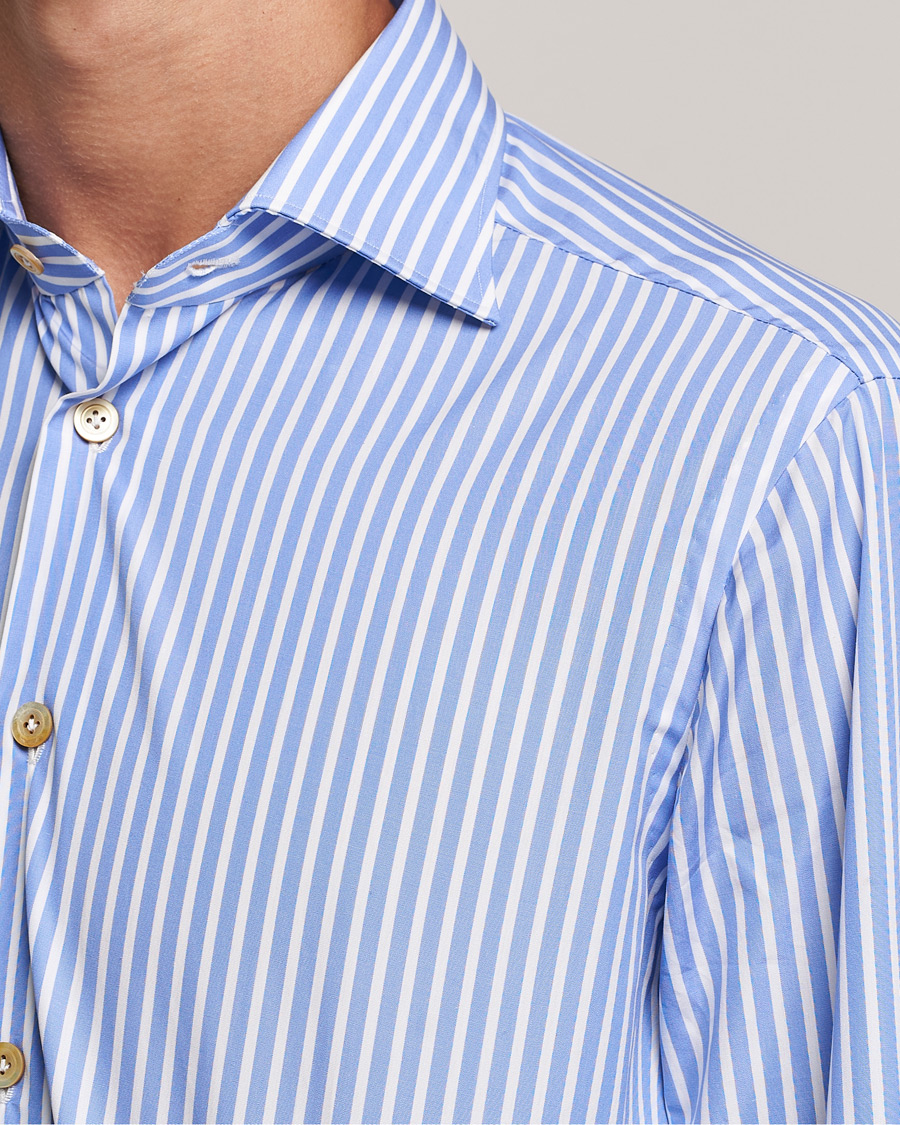 Homme | Chemises | Kiton | Slim Fit Striped Dress Shirt Light Blue