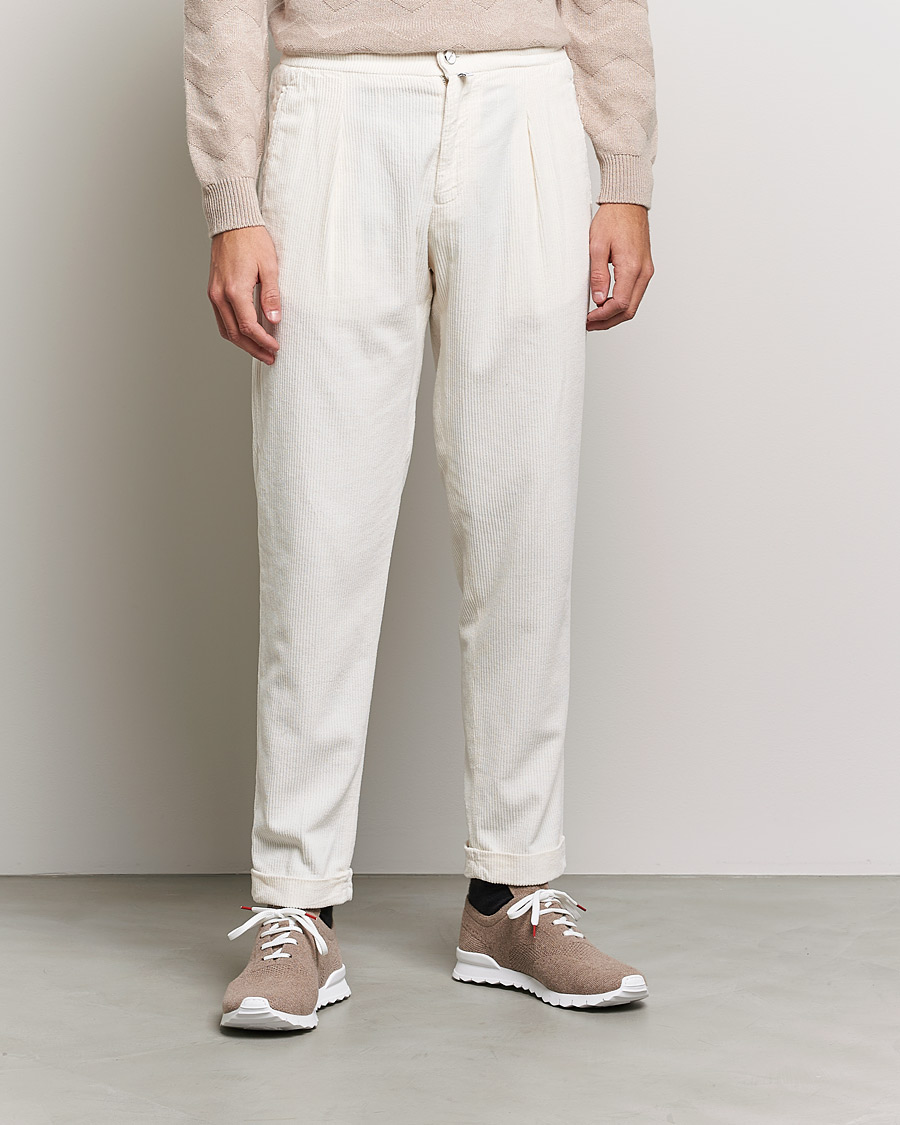 Homme | Pantalons | Kiton | Slim Fit Cashmere Corduroy Trousers Off White