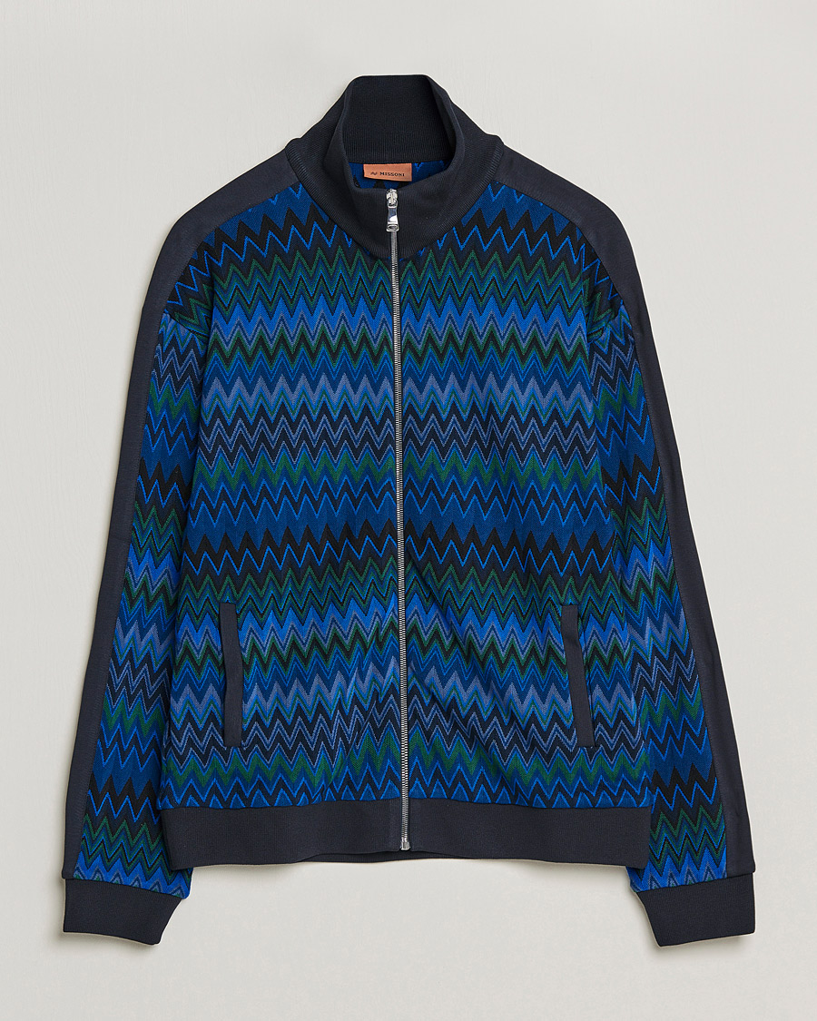 Homme | Pulls Et Tricots | Missoni | Chevron Full Zip Sweater Navy