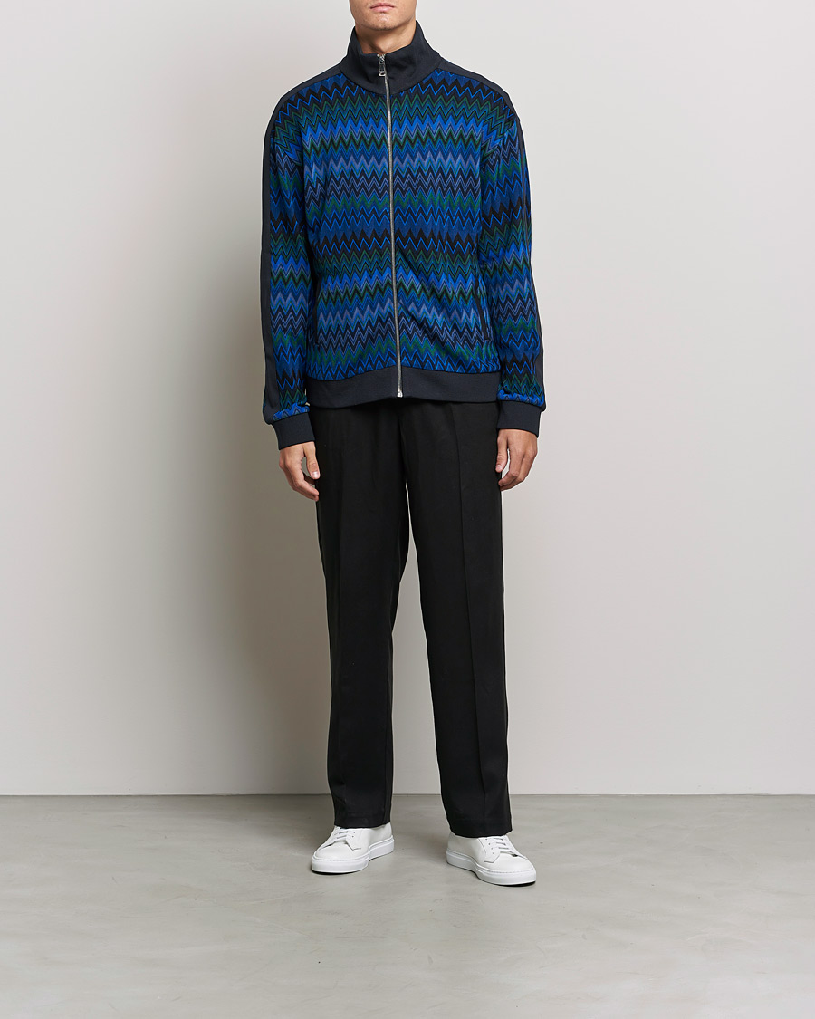Homme | Pulls Et Tricots | Missoni | Chevron Full Zip Sweater Navy